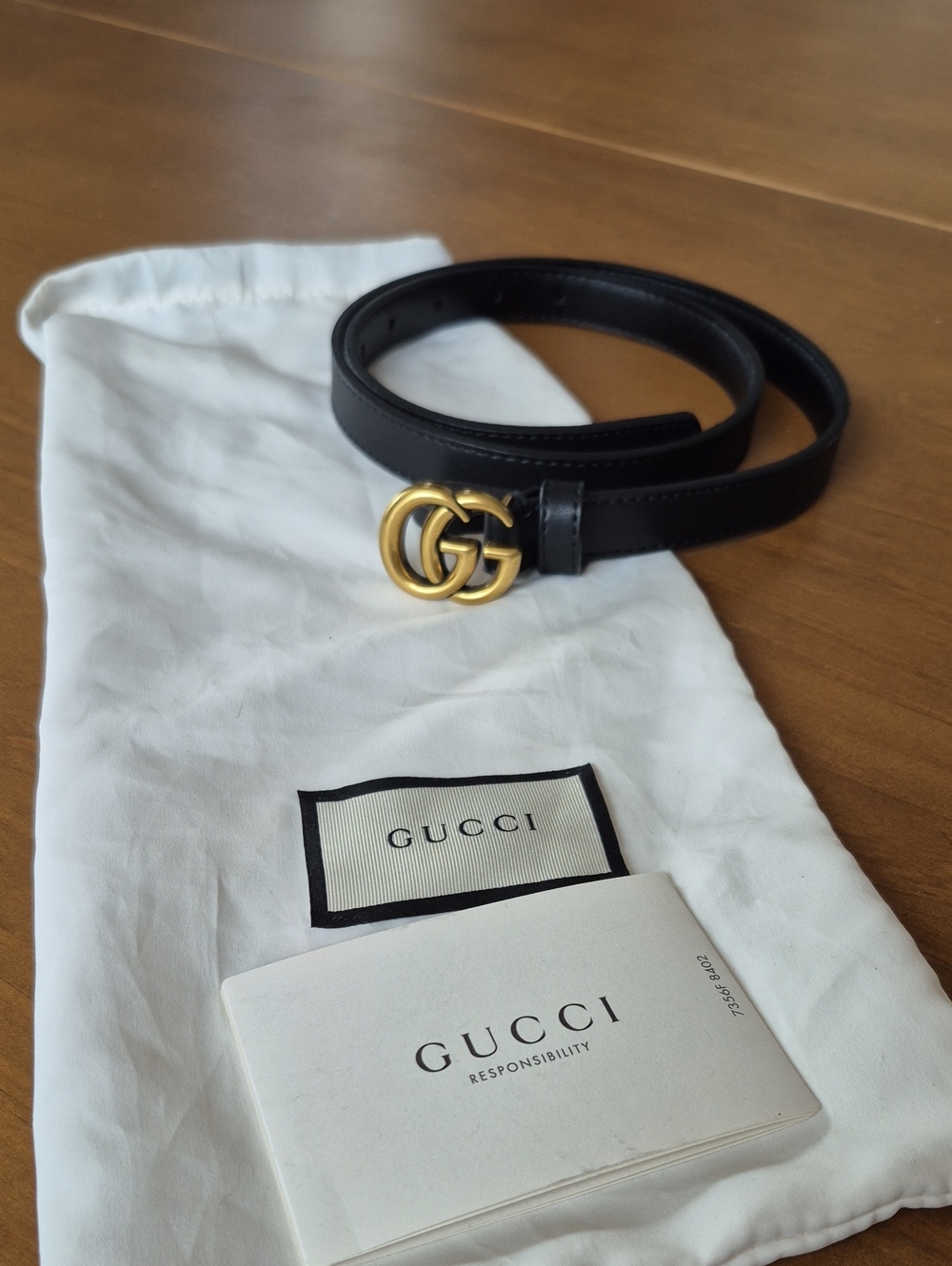 Gucci Black Leather Belt with Gold Double G Logo Buckle